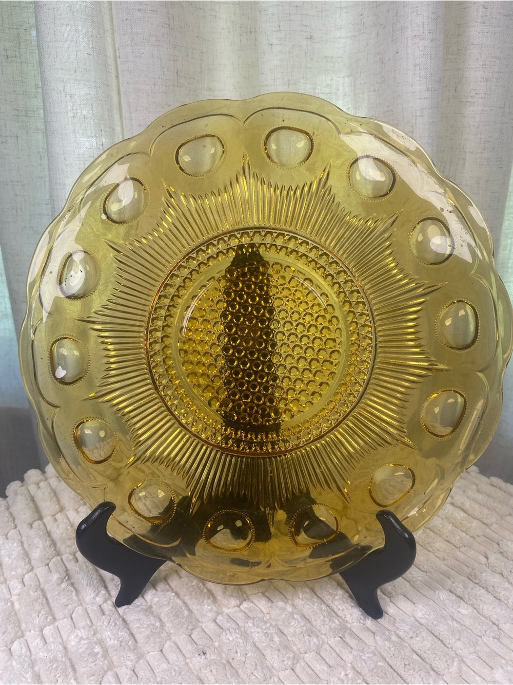 Vintage Bartlett Collins St Genevieve Amber Glass 11" Chop Plate Platter MCM